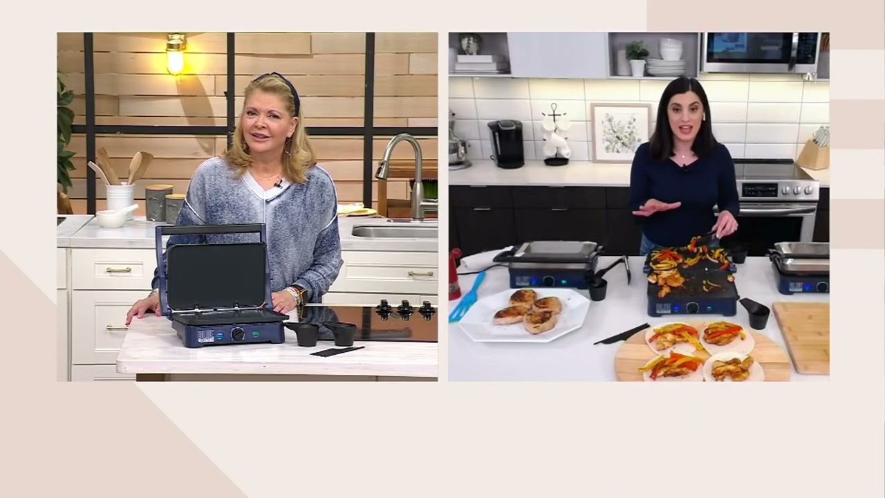 Blue Diamond CeramicNonstick Electric 2-Side Contact Sizzle Griddle Grill on QVC