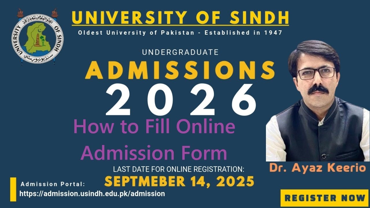 How to fill online admission form University of Sindh Jamshoro Admission 2026