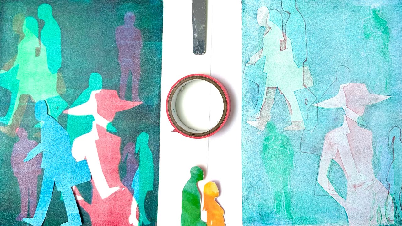 Gelli plate printing with hand cut stencils #gelliplateprinting #gelplate #gelliprintingwithstencils