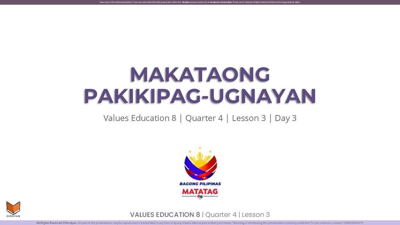 Values Education 8 - Q4W3D3 - Makataong Pakikipag-ugnayan