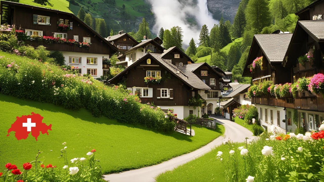 Долина Лаутербруннен, Швейцария🇨🇭Самая красивая швейцарская деревня_Лучшее туристическое направление
