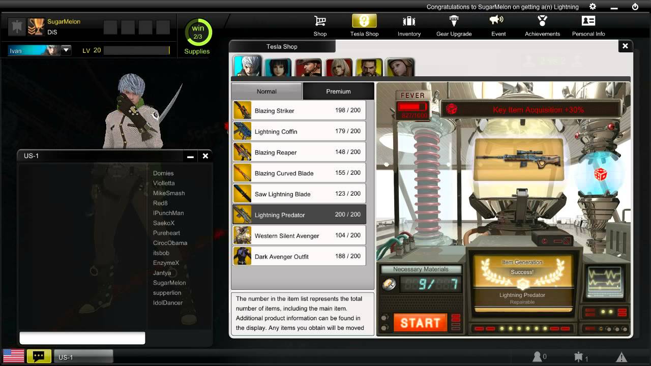 GunZ 2 Tesla Shop permanent win!