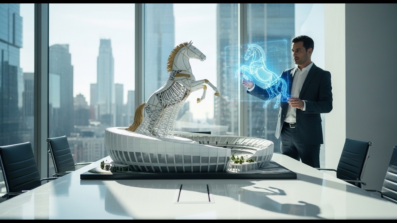Building a Horse-Shaped Racing Stadium: The Equine Grand Prix Monolith of Future Architecture
