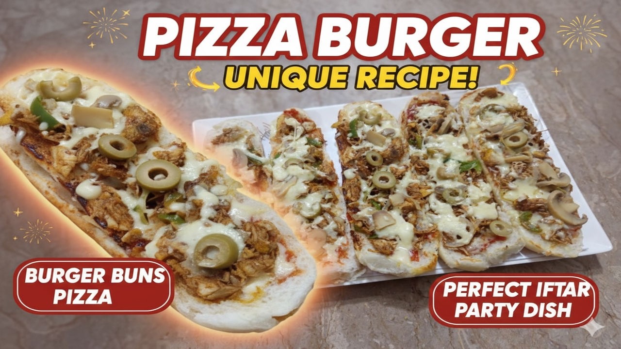 Pizza Burger Unique Recipe | Quick & Easy Burger Buns Pizza for Iftar Party Mom's Comfort Food