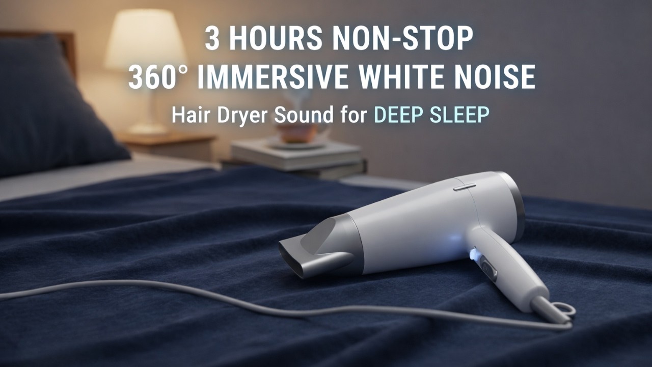 Hair Dryer Sound - 3 Hours of White Noise for Sleep, Study & Focus | Anti-Stress