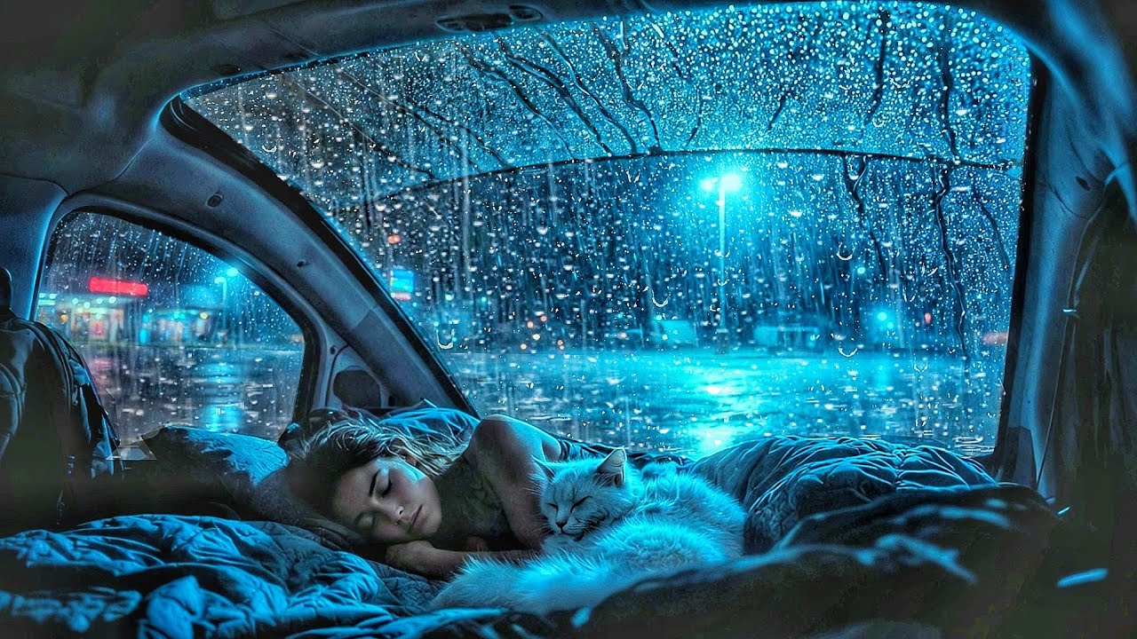 Soothing Rain in Car at Night 🌙 Gentle to Heavy Raindrops for Deep Sleep l for Insomnia Relief 🌧️