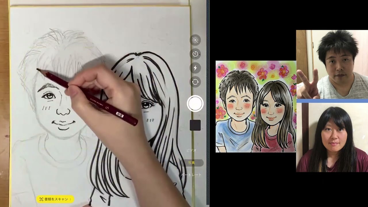 【コピック】似顔絵描き方。筆ペン、コピックでペン入れ、アナログで描く