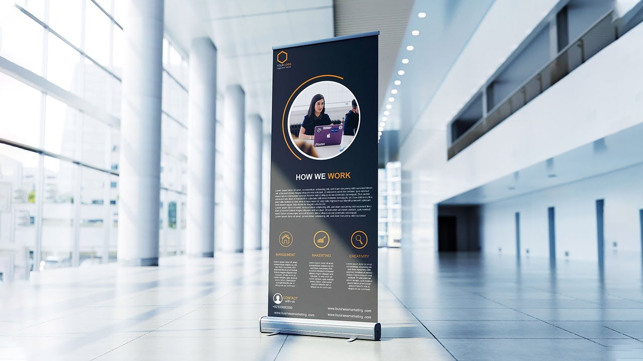 How to design a rollup banner, corporate banner in adobe illustrator.