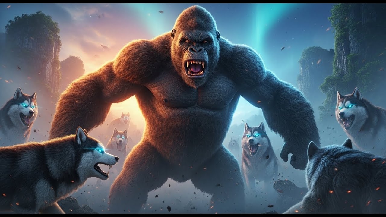 kong vs giant huskies realistic cgi battle on skull island