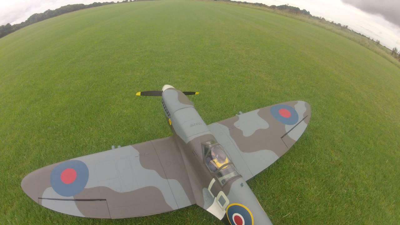 rc hangar 9 spitfire 30cc coverted to electric test flght