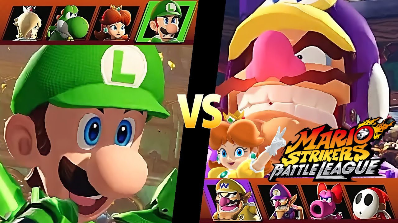 Mario Strikers Battle League Team Luigi  vs Team Wario at Spooky Mansion