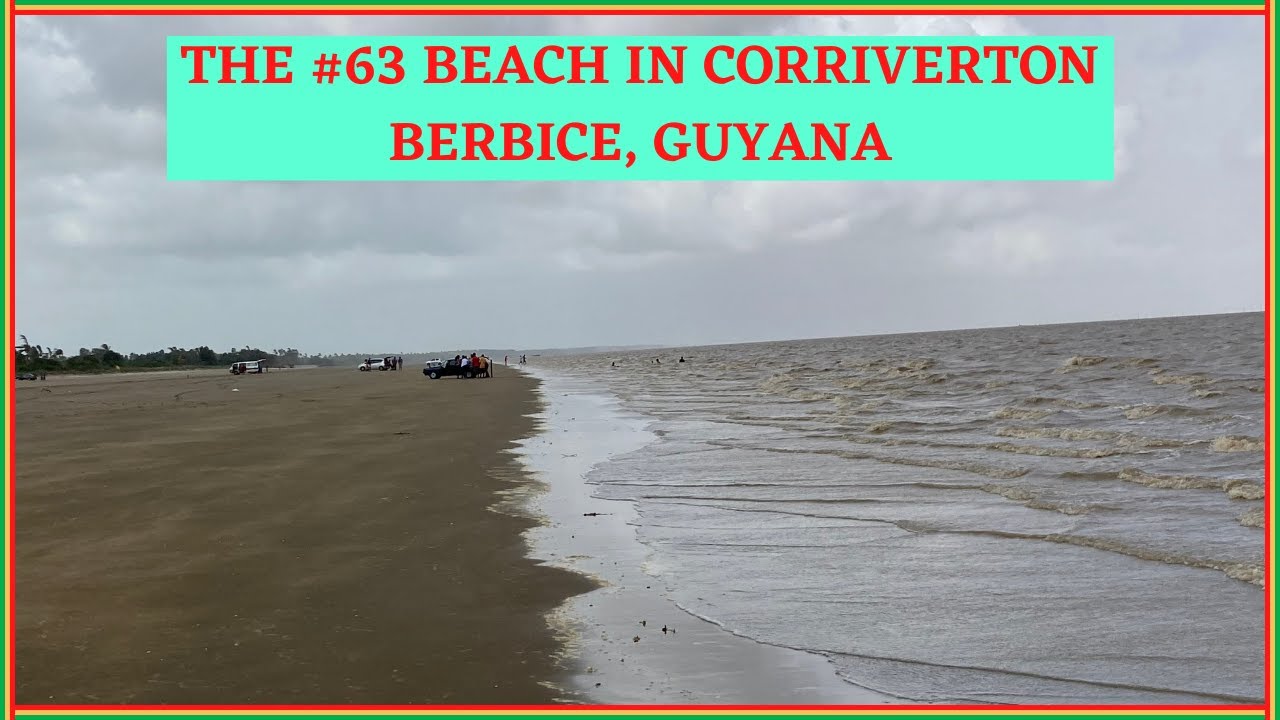The #63 Beach in Corriverton Berbice, Guyana lies on the southeast Atlantic Suriname border.