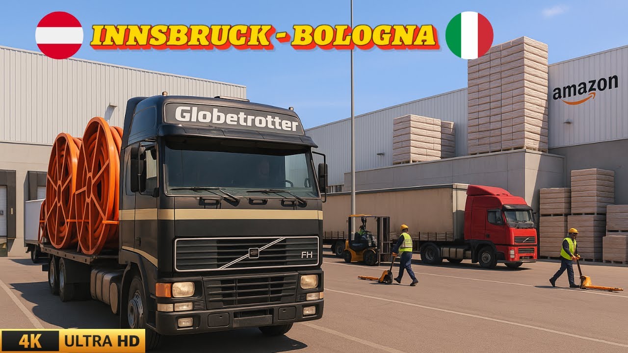 Volvo F16 1987 | ETS 2 4K Gameplay | Innsbruck - Bologna | Logitech G29 | Wheelcam