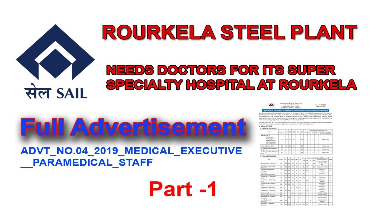 SAIL  ROURKELA RECRUITMENT advertisement 2019 / FULL DETAILS / ROURKELA SAIL 2019