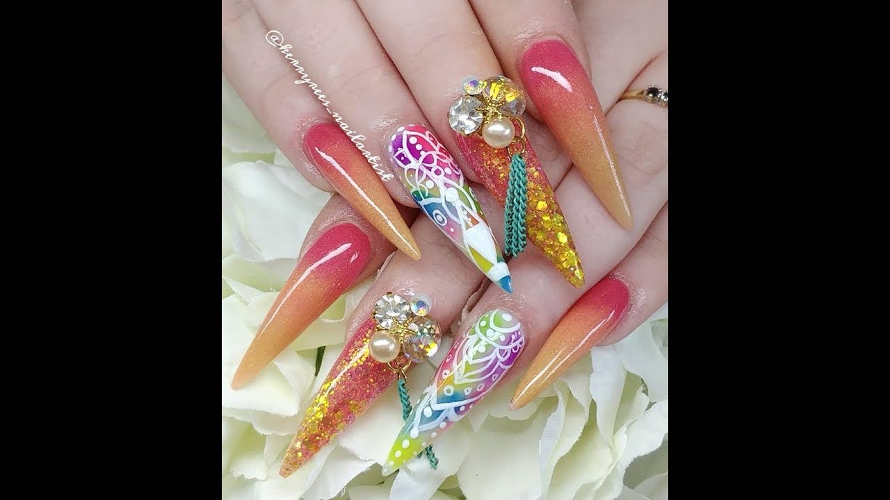 Acrylic Nails/Ombre/Glitter/Nail Art