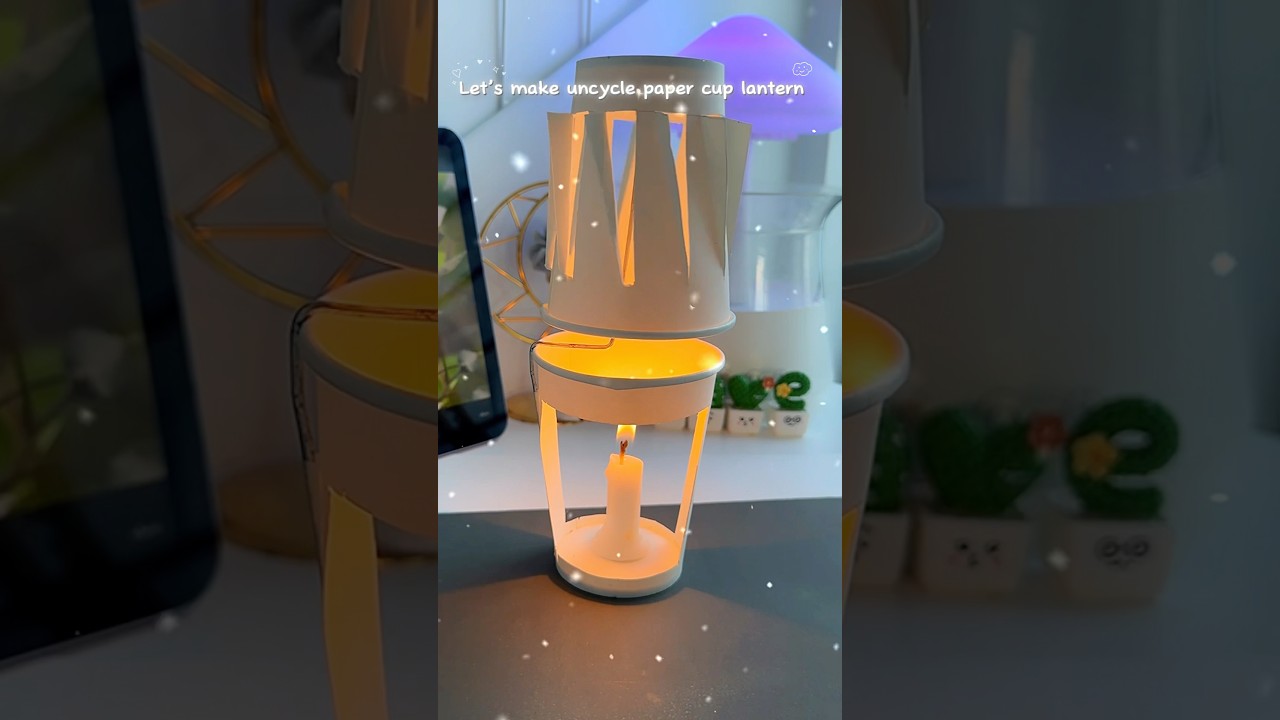 Paper cup lantern🏮 #shorts #art #diy #muktaartandcraft #youtubeshorts