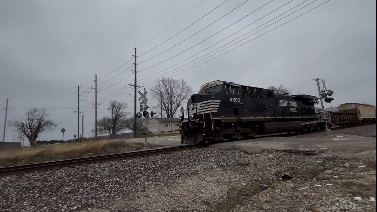 NS train in Foristell, Missouri with a Mid DPU!