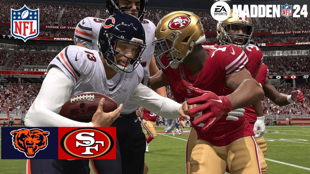 Madden 24 Caleb Williams Bears vs San Francisco 49ers (Madden 25 Updated Roster) 2024 Sim Game Play
