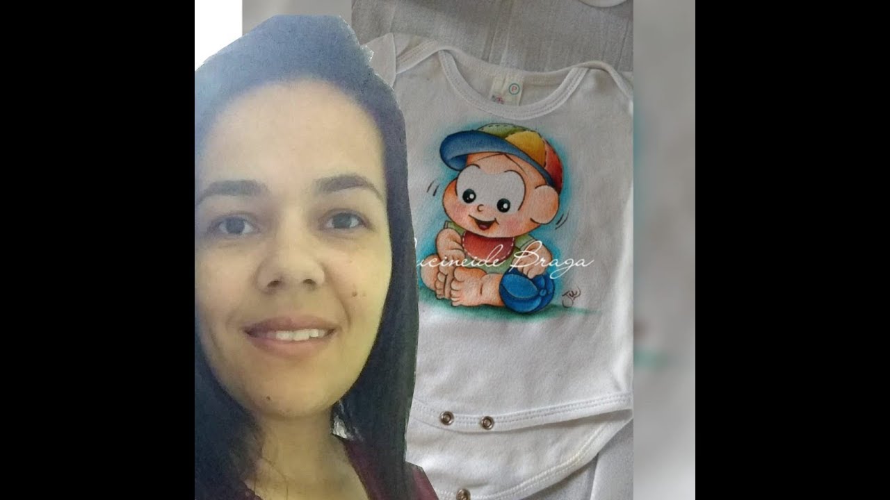 Pintando o body do bebê, pintura turma da Mônica cebolinha
