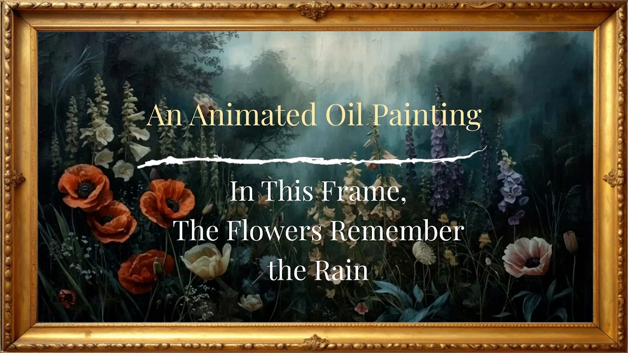 Living Gothic Floral Oil Painting | Rainy Wind Atmosphere | 1 Hour Moving Art Canvas