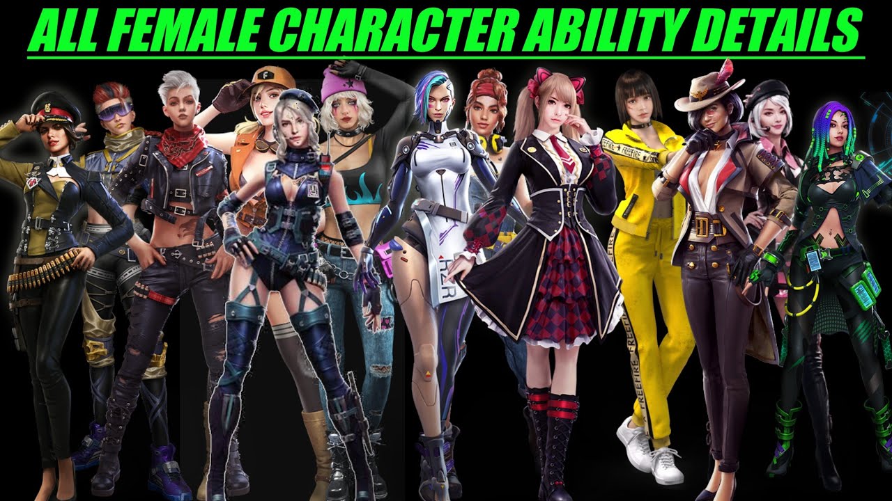 Free Fire All Female character ability details in 2022 || All female character ability test !!!