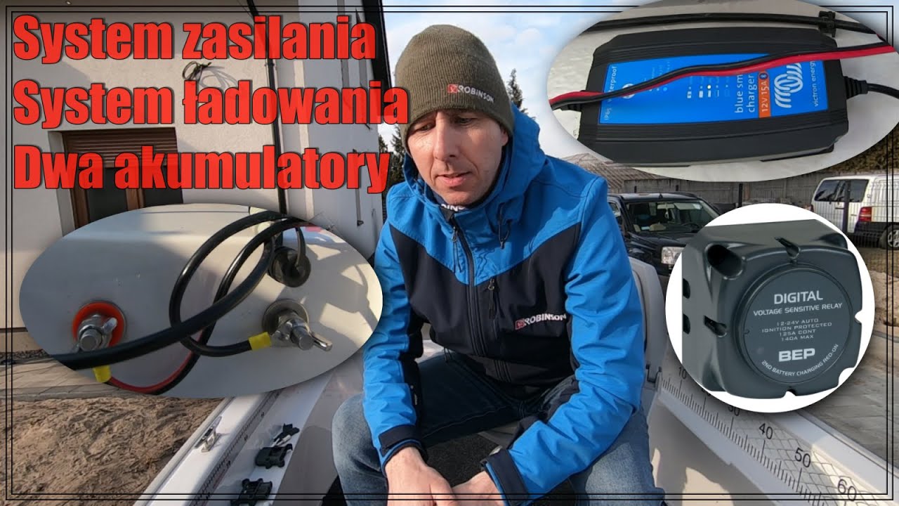 PROSTY SYSTEM ZASILANIA I ŁADOWANIA W ŁODZI | Ładowanie z silnika i prostownika | przekaźnik VSR #16