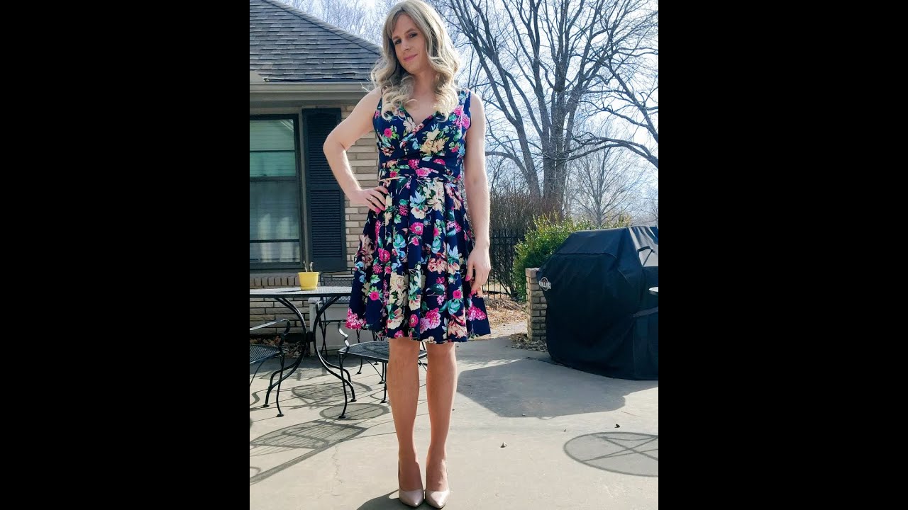 Male to female transformation in a beautiful flower dress | Jennifer Marie