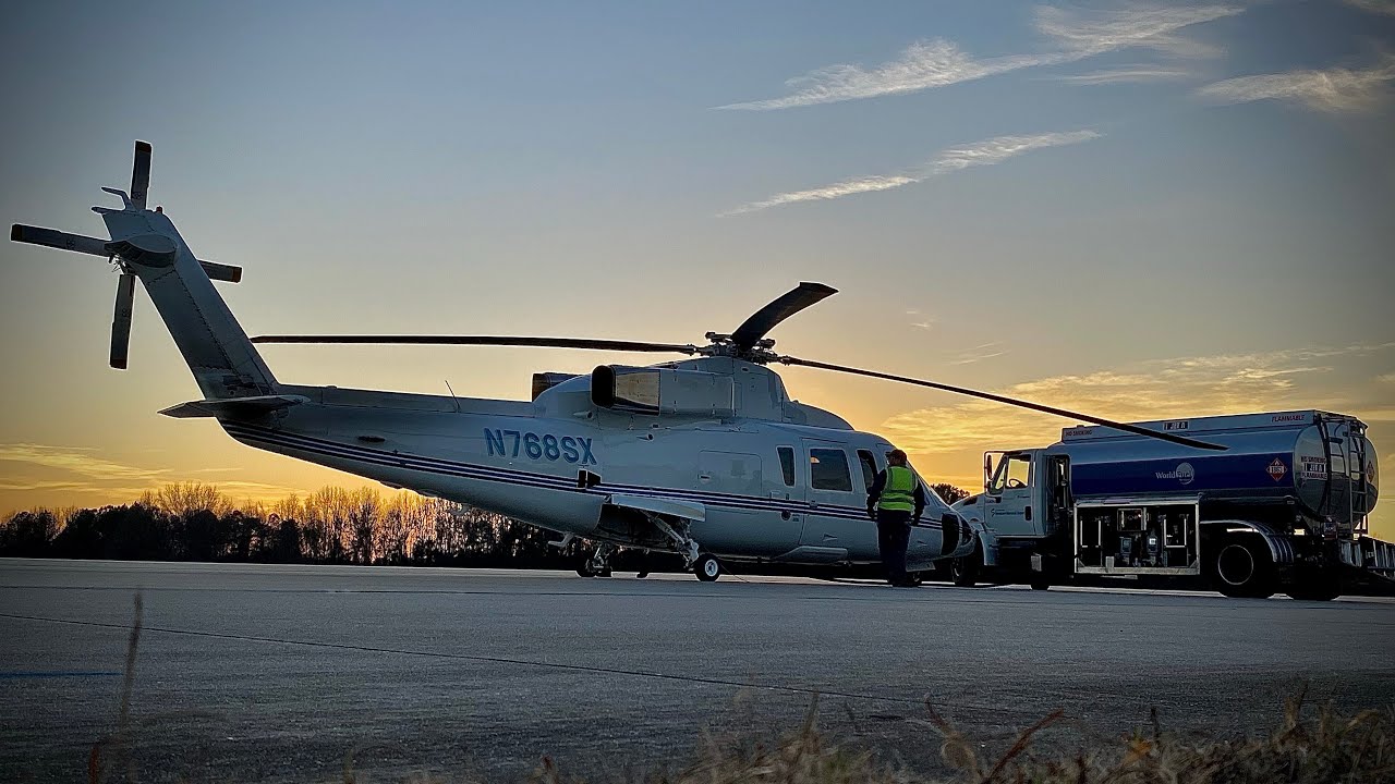 Gusty start up💨. A private Sikorsky S76 “spirit” arriving and departing KSPA.