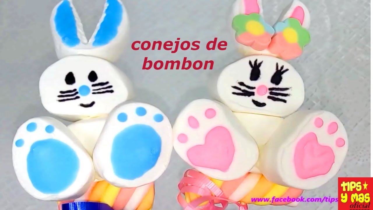 CONEJOS DE BOMBÓN ECONÓMICAS PARA VENDER; brochetas de bombón fáciles para pascua