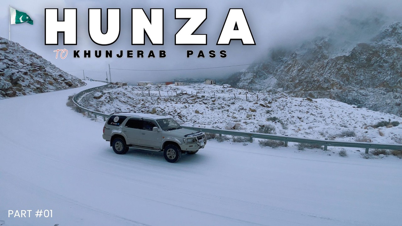 Magical Live Snowfall HUNZA Valley  ,  Snow  Covered ATTABAD Lake  , china border Winter season