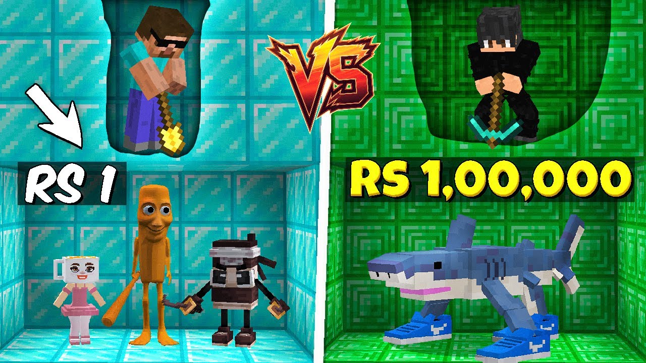 Rs1 vs Rs 1,00,000 Tung Tung Sahur Mining Challenge in Minecraft @ProBoiz95