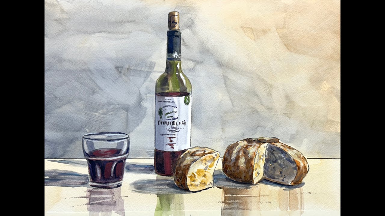Taller acuarela   86   Juan Mieres   Pan y vino