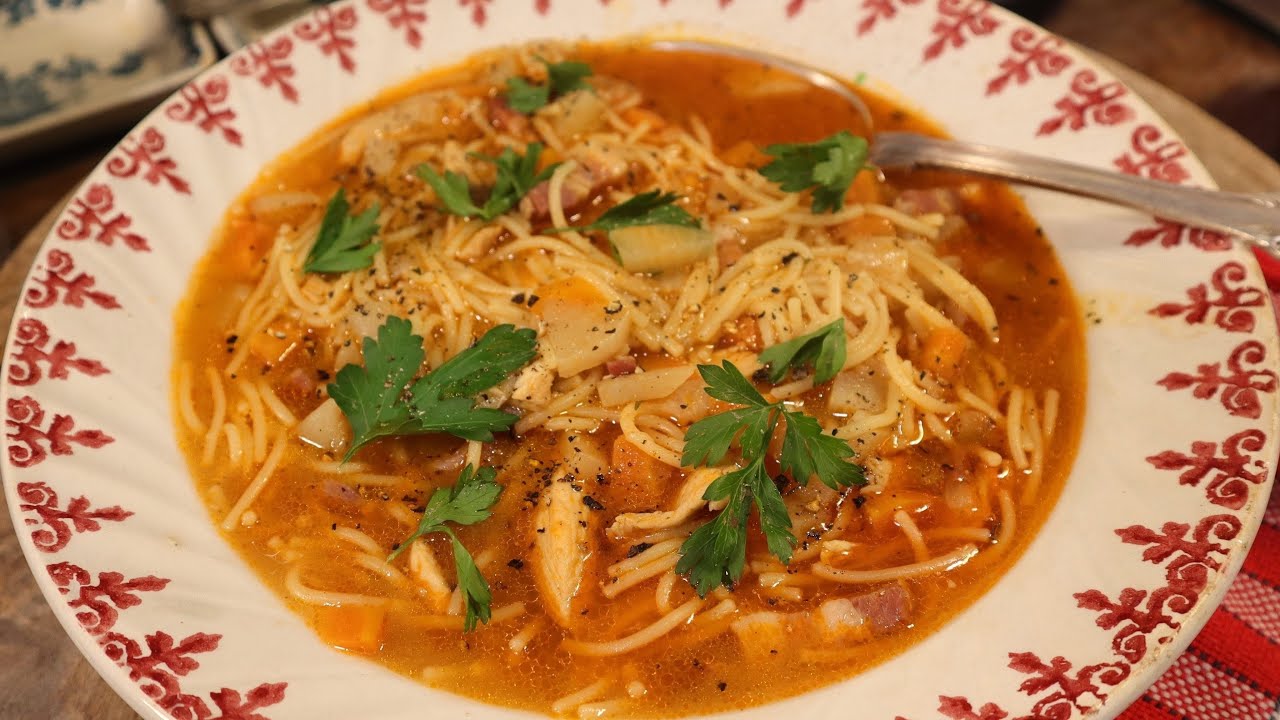 Ma SOUPE AUX VERMICELLES POULET LARDONS - C'est trop bon ! - Mère Mitraille - Gourmandises TV