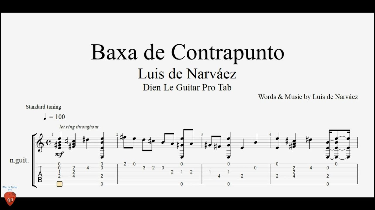 Guitar Tab Tutorial - How to Play Luis de Narv&aacute;ez - Baxa de Contrapunto