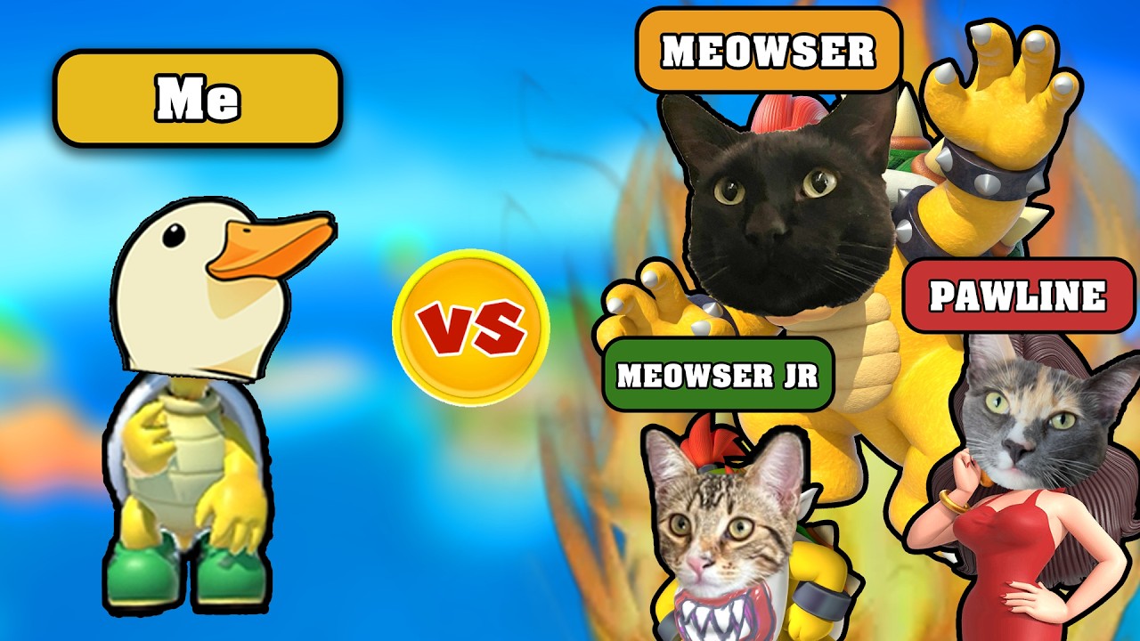 Playing Mario Party Versus My 3 Cats