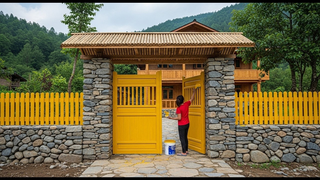 Talented Woman Builds a Stunning Stone Gate by Hand | Complete DIY Gate Project
