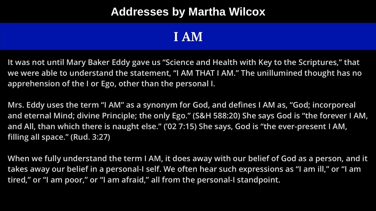 I AM, from Addresses by Martha Wilcox
