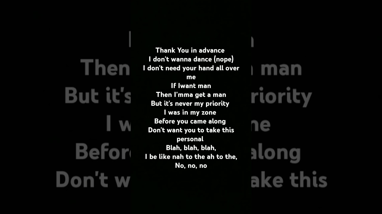 Lyrics for you # shorts # thank you in advance, I don't wanna dance (nope) #song lyrics