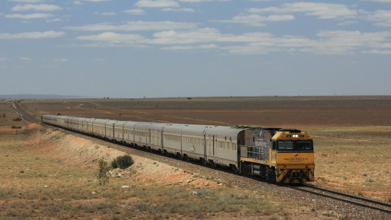 LONGEST STRAIGHT SECTION OF RAILWAY IN THE WORLD: Trains on the Trans Australian Railway