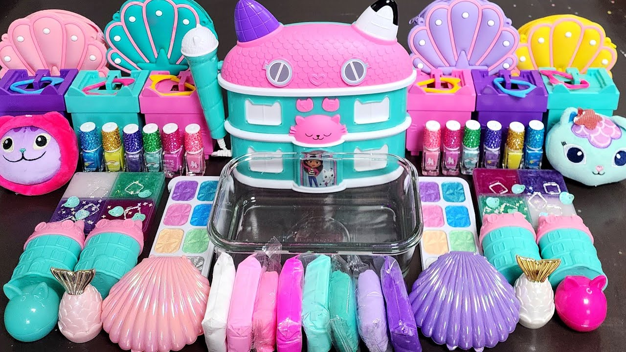 Gabby's Dollhouse SlimeMixing Makeup,Parts,Glitter Into Slime.Satisfying Slime#ASMR#satisfying#slime