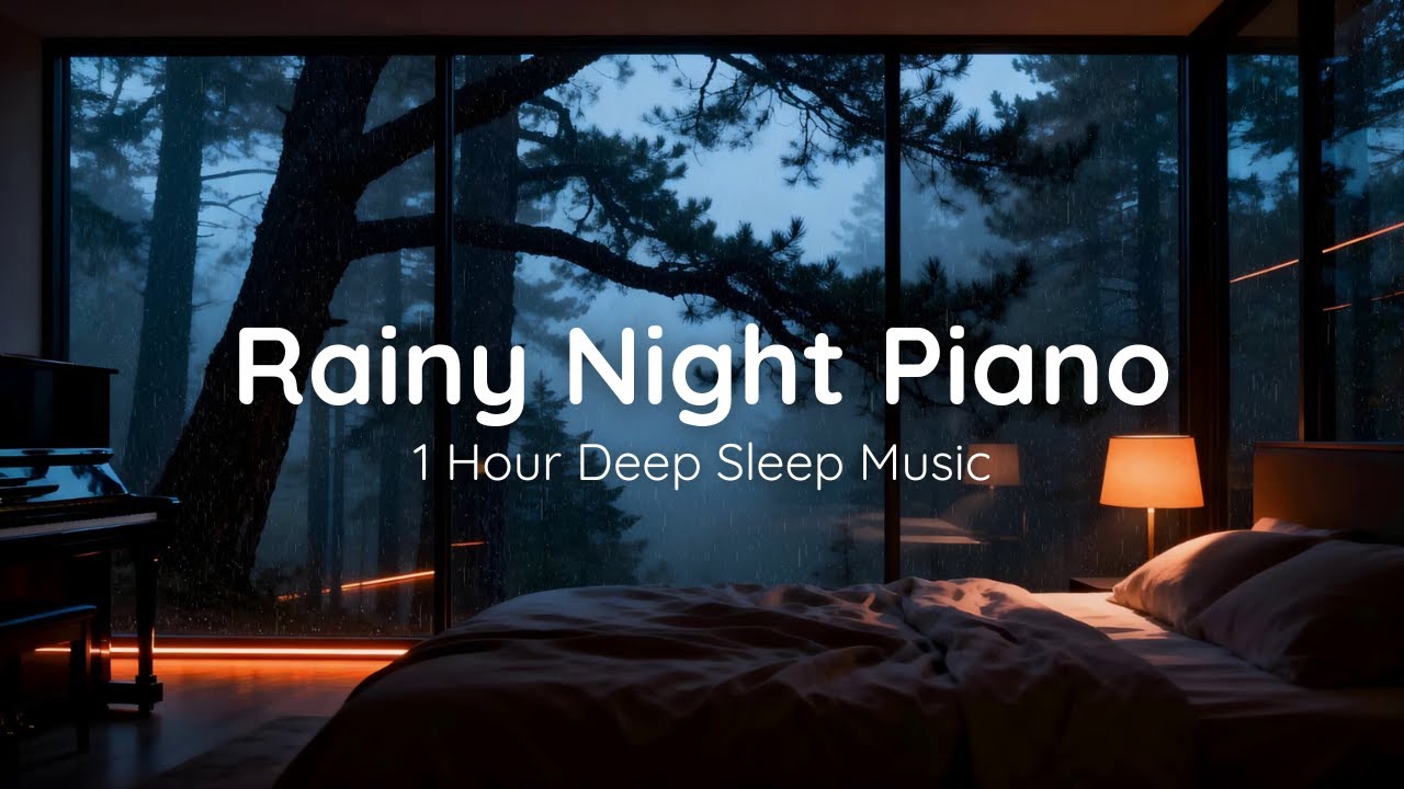 1-Hour Soft Piano & Rain Sounds for Sleep | Rainy Night Piano