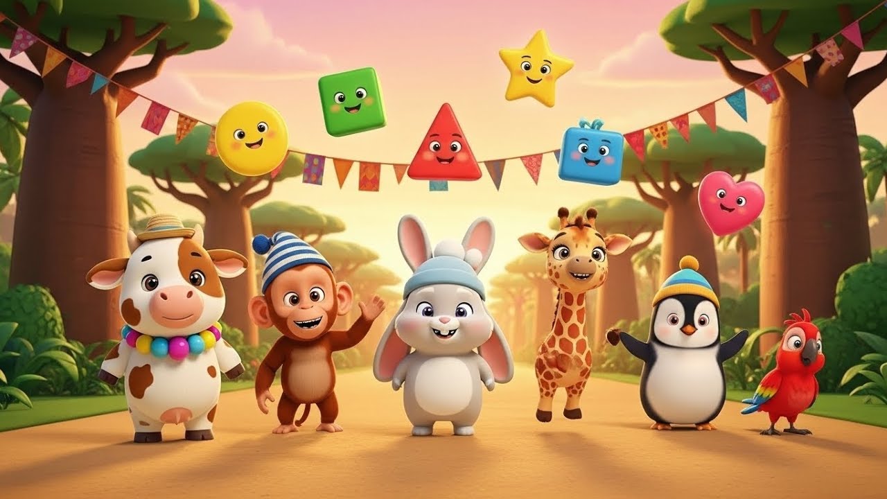 Shapes Along With Me 🐾 | Learn Shapes with Animal Parade | Nursery Rhymes by Cuddle Bubu