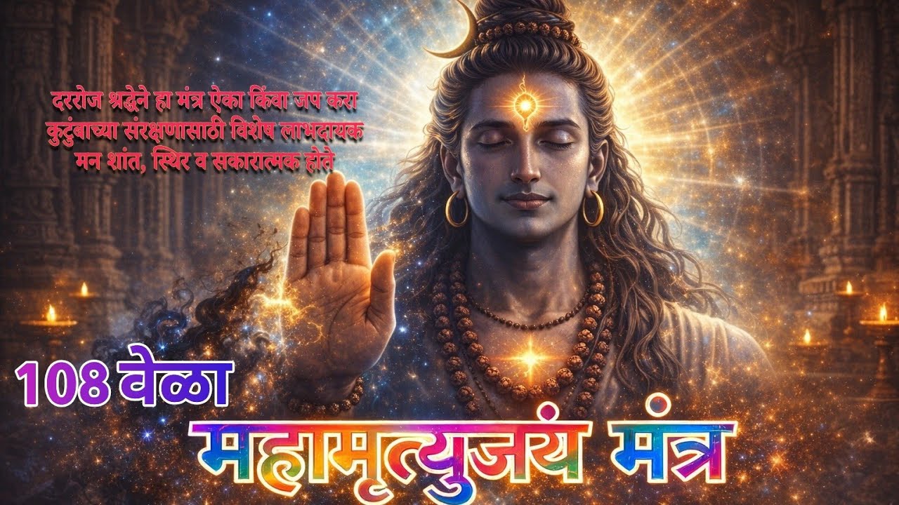 महामृत्युंजय मंत्र जाप 108 वेळा, शिवकृपा, भय व आजार दूर करणारा मंत्र om namah shivaya
