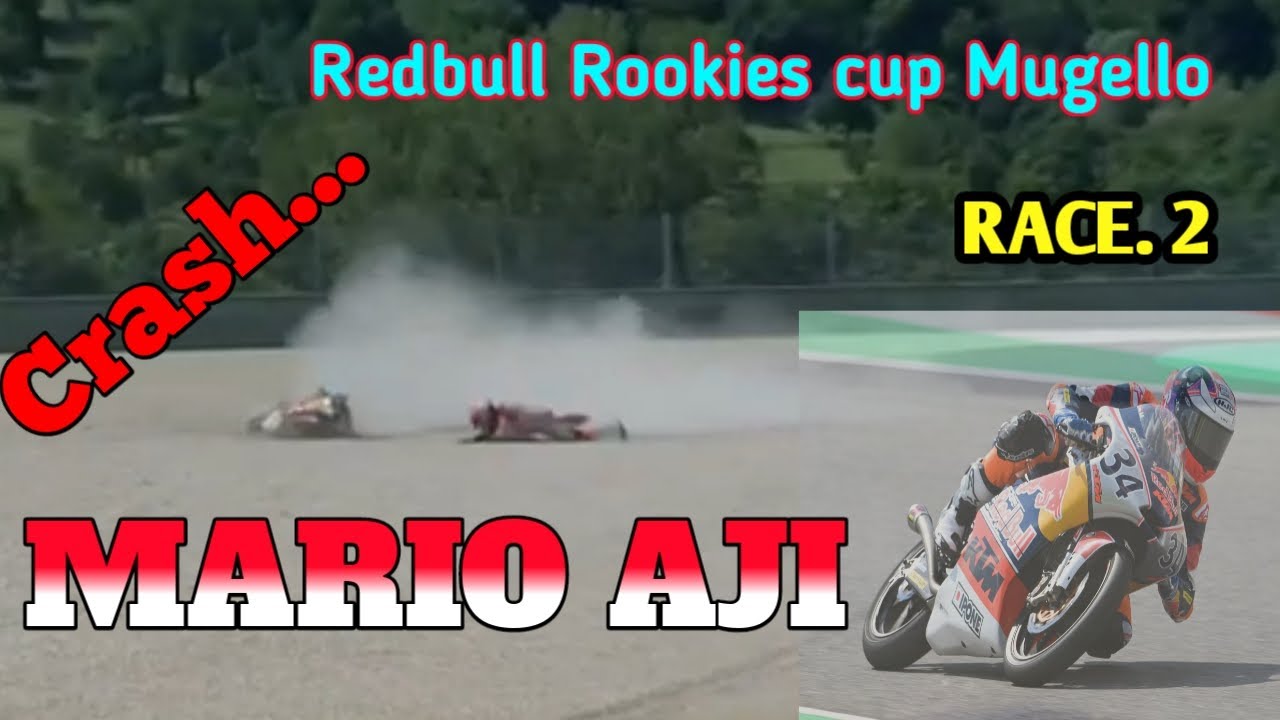 Race 2 redbull Rookies cup Mugello Italia, MARIO AJI 🇲🇨 CRASH...!!