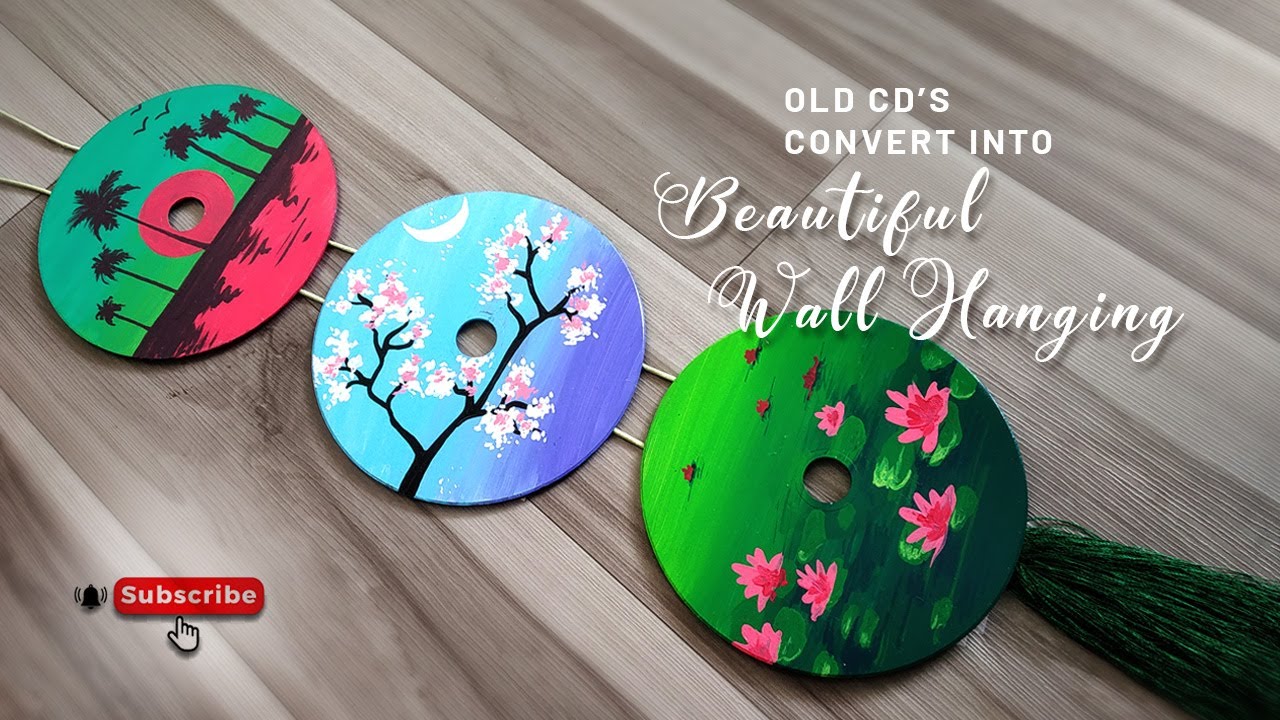 Easy Diy Wall Hanging Using Old CDs | Creative Crafting Ideas | CD painting ideas