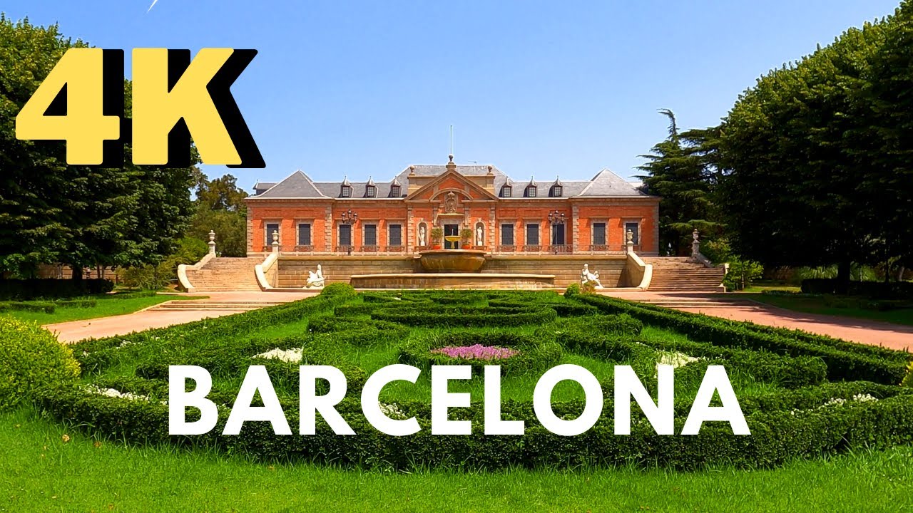 Walking in Barcelona, Jardines de Joan Maragall, Spain 🇪🇸, 4K