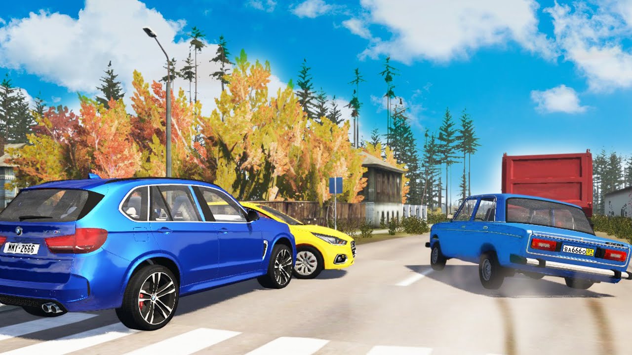УШЕЛ ОТ СТОЛКНОВЕНИЯ ? - ДТП НВ ПЕРЕКРЕСТКЕ в BeamNG Drive