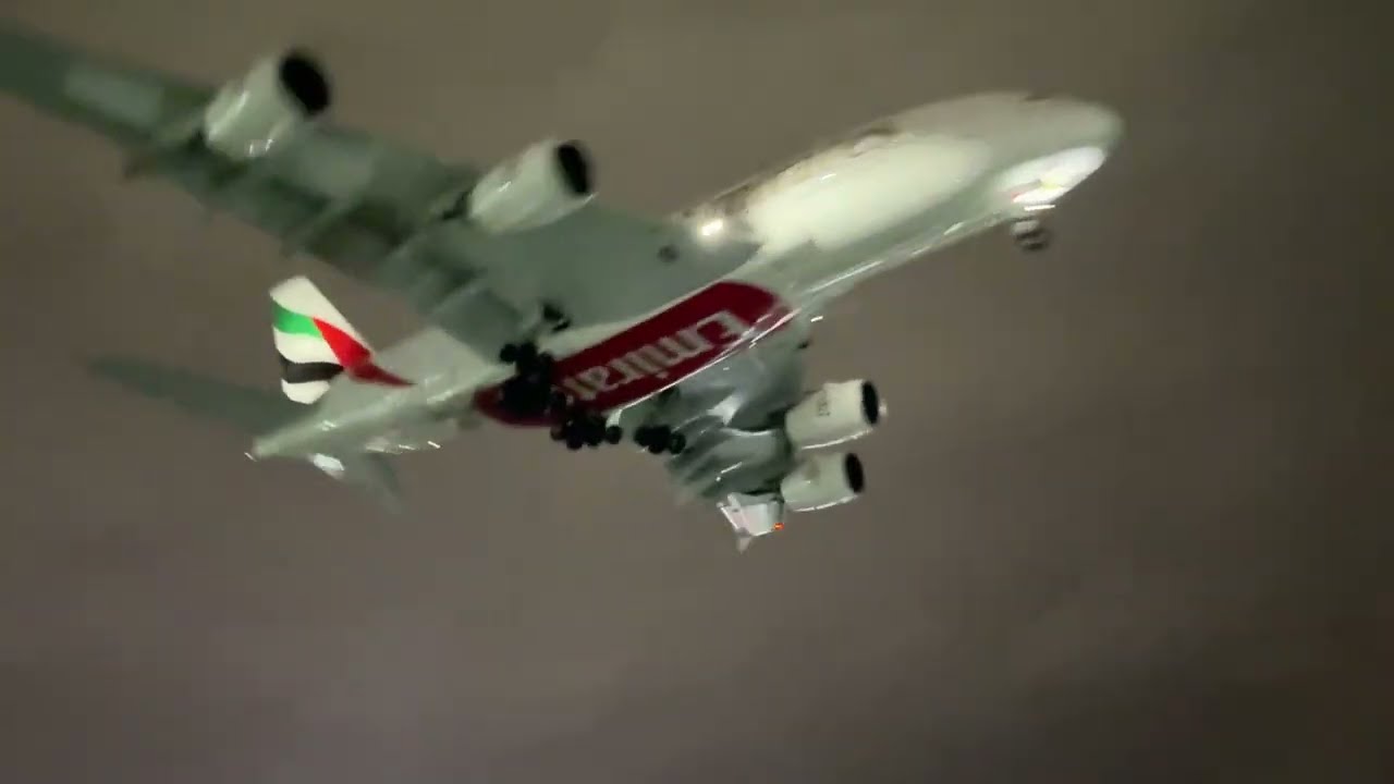 Storm Darragh Emirates A380 Arriving At Manchester Airport