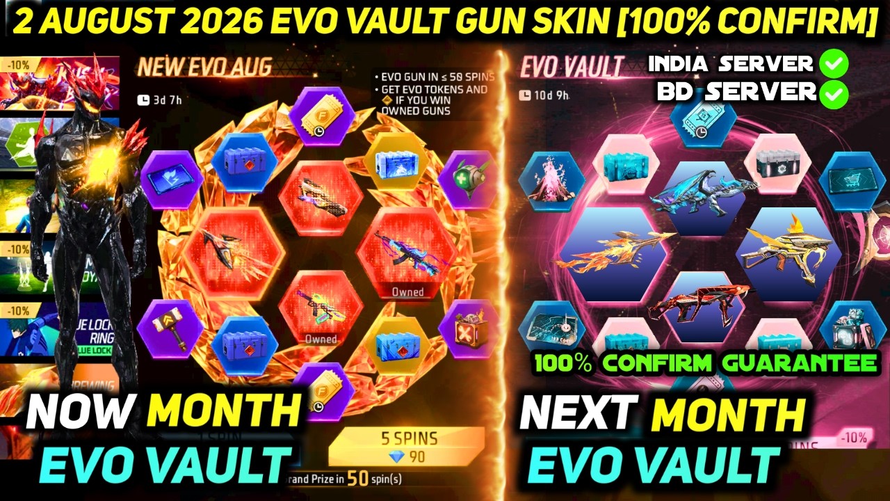 NEXT EVO VAULT 100% *CONFIRM* AUGUST MONTH 2026 FREE FIRE | NEW 2 AUGUST EVENT EVO GUN SKIN