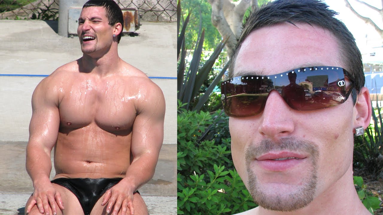 Masssive bbuilder Kevin Falk swimming in West Hollywood